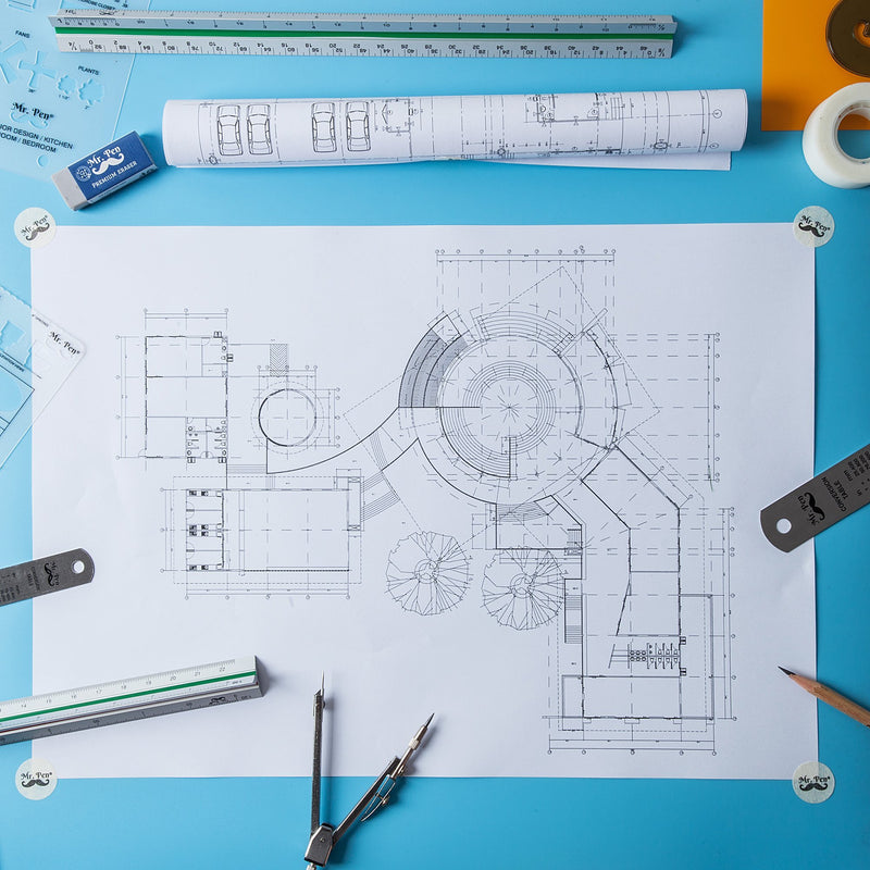 Mr. Pen- French Curve, Large Circle Template and Ellipse Template (6 Pc), Curve Ruler, Drawing Tools, Drafting Tools, Geometry Template, Drawing Templates, Architectural Templates, Journaling Supplies - LeoForward Australia