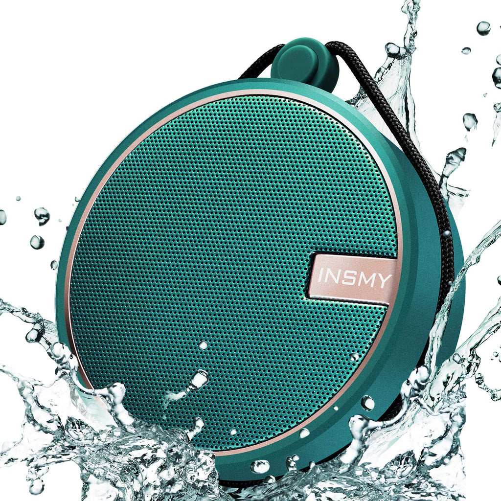  [AUSTRALIA] - INSMY Portable IPX7 Waterproof Bluetooth Speaker, Wireless Outdoor Speaker Shower Speaker, with HD Sound, Support TF Card, Suction Cup, 12H Playtime, for Kayaking, Boating, Hiking (Teal) Teal