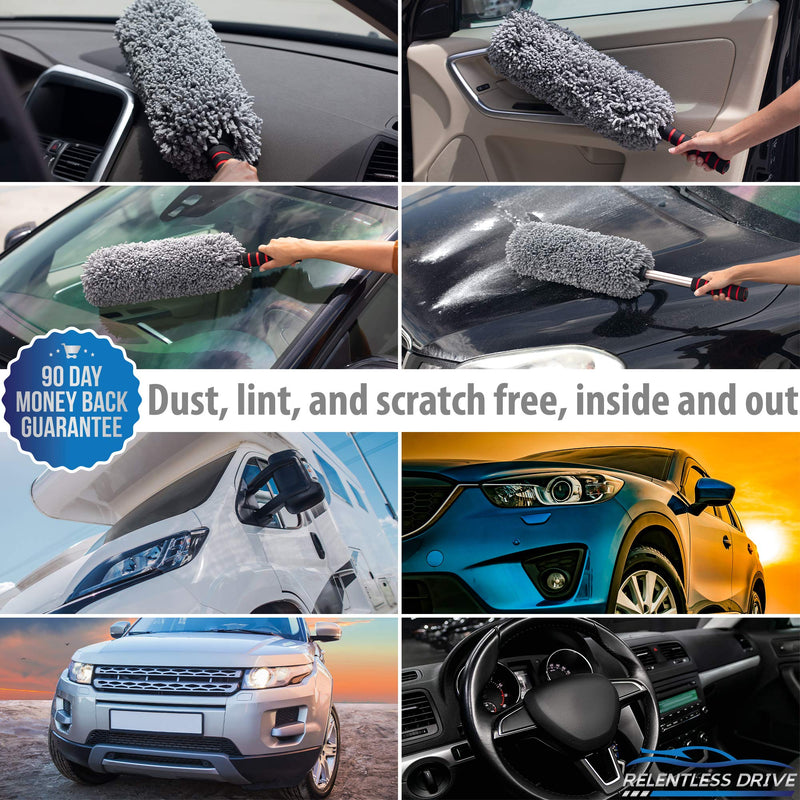Relentless Drive Car Duster – Microfiber Car Duster Exterior, Long Secure Extendable Handle, Pollen Removing, Lint and Scratch Free, Duster for Car, Truck, SUV, RV and Motorcycle Ultimate Car Duster - LeoForward Australia