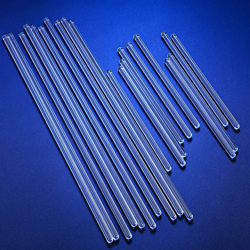  [AUSTRALIA] - 20 Glass Stirring Rods Stir Stick with Both Round Ends 12 Inch Long 7 mm Diameter and 6 Inch Long 5 mm Diameter, 10 for Each Size for Lab Kitchen Science Education and Stir Hot Cold Beverage Cocktails