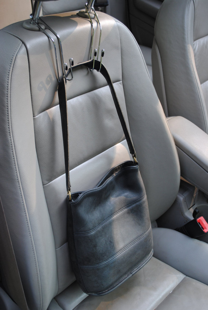  [AUSTRALIA] - Maxsa 20057 Metal Headrest Hanger 2 Hooks for Bags, Purses and Car Storage (2-Pack), Chrome