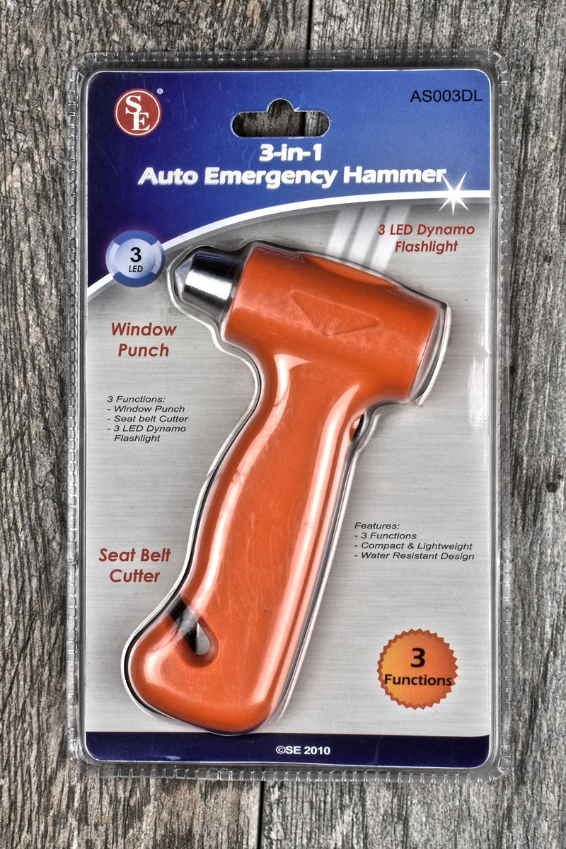  [AUSTRALIA] - SE Dynamo Rechargeable 3-in-1 Emergency Hammer - AS003DL
