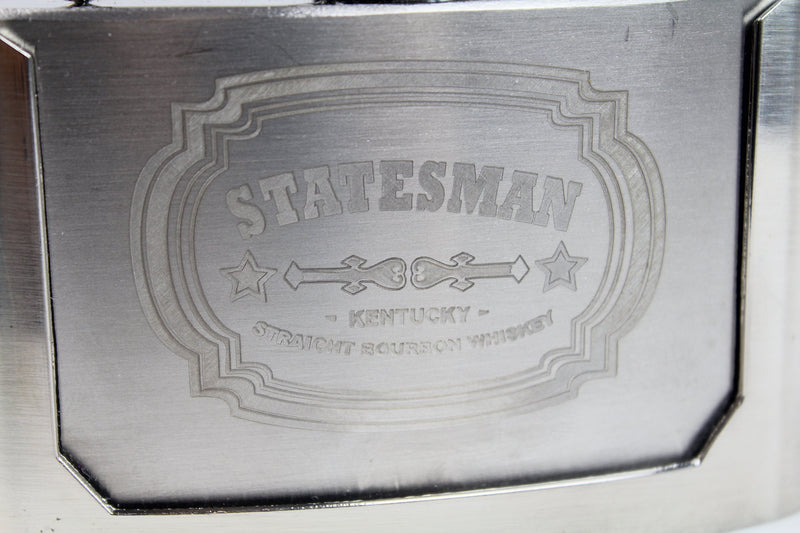  [AUSTRALIA] - costumebase Statesman Engraved Buckle Hip Flask Kingsman 3oz Stainless Steel