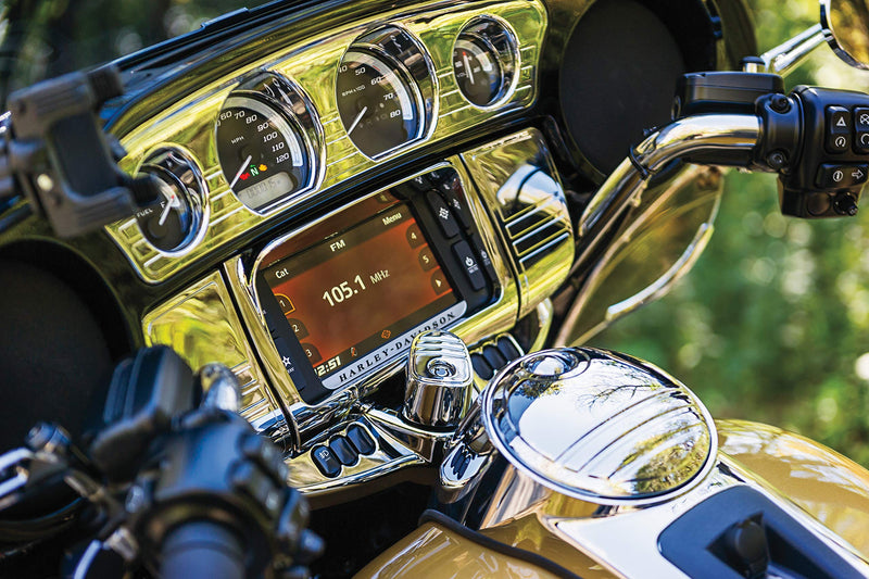  [AUSTRALIA] - Kuryakyn 7240 Motorcycle Accent Accessory: Deluxe Tri-Line Stereo Trim Kit for 2014-19 Harley-Davidson Touring & Tri Glide Motorcycles, Chrome