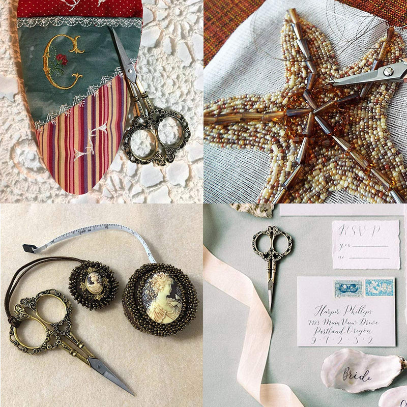  [AUSTRALIA] - BIHRTC Vintage European Style Plum Blossom Scissors for Embroidery, Sewing, Craft, Art Work & Everyday Use (Bronze)