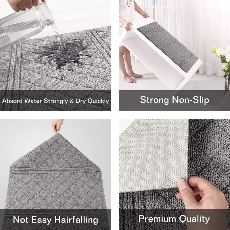  [AUSTRALIA] - Indoor Doormat 20"x 31.5" Absorbent Front Door Mat Rubber Backing Non Slip Door Mats Inside Dirt Trapper Mats Entrance Front Door Rug Shoes Mat Machine Washable Carpet (Grey) Grey 20"x 31.5"