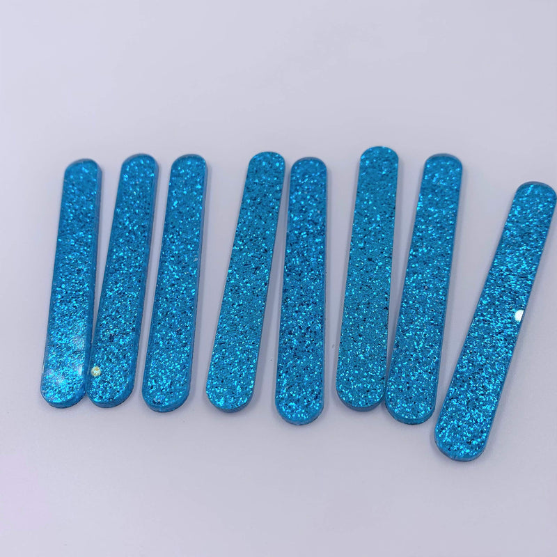  [AUSTRALIA] - Reusable Acrylic Cakesicle Popsicle Sticks Pack of 50 (Blue Glitter) Blue Glitter