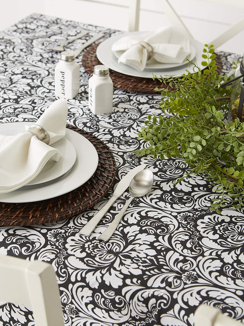  [AUSTRALIA] - DII CAMZ35275 Cotton Tablecloth for for Dinner Parties, Weddings & Everyday Use, 70" Round, Damask Black