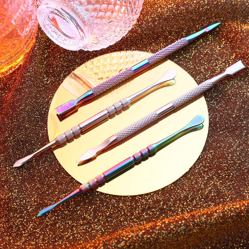  [AUSTRALIA] - 8 Pieces/ 2 Styles Rainbow Wax Carving Tool Stainless Steel Sculpture Tool Engraving Wax Tools Wax Engraving Tool for DIY Wax Oil Candle Statuary Clay Crafts Making