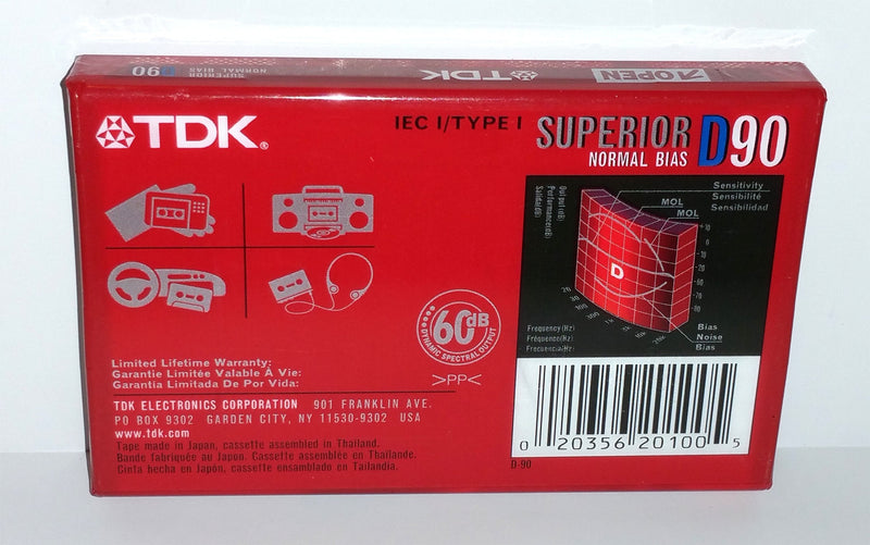 [AUSTRALIA] - TDK Superior Normal Bias D90 blank cassette tapes (Pack of 6)