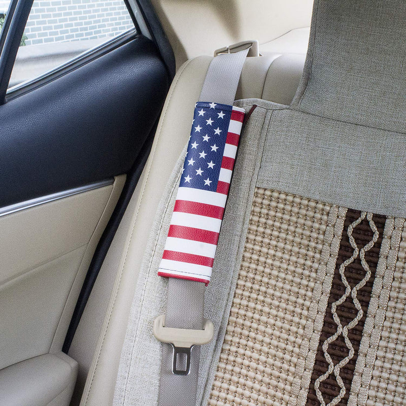  [AUSTRALIA] - Evankin Seat Belt Cover, American Flag Car Seat Belt Shoulder Strap Cover Harness Pad for Car/Bag,Protect You Neck and Shoulder from The Seatbelt Rubbing/Lrritation,More Comfortable Driving(2-Pack) Leather USA Flag Seat Belt Pads