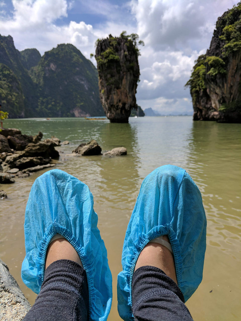  [AUSTRALIA] - Blue Shoe Guys Professional Grade Disposable Boot & Shoe Covers Booties | 100 Pack | Non-Slip, Water Resistant, Recyclable for Indoor & Outdoor Protection | Large Size Up to US Men's 12 & Women's 14 One Size Fits Most Shoe Sizes