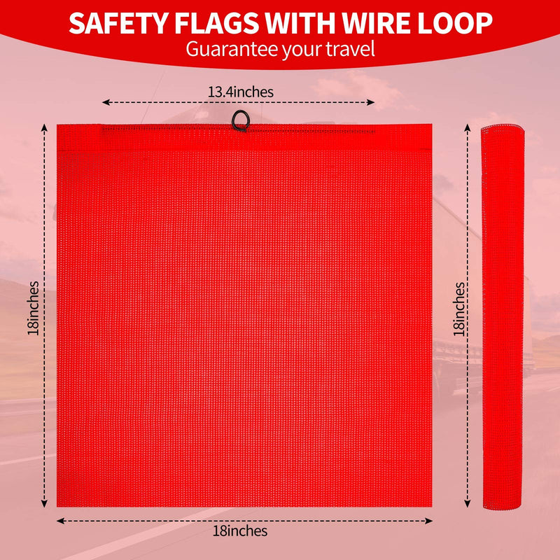  [AUSTRALIA] - 2 Pieces 18 x 18 Inch Safety Flags with Wire Loop Mesh Safety Flag Warning Flag Trailer Safety Flag for Truck and Pedestrian Crossings (Deep Red) Deep Red