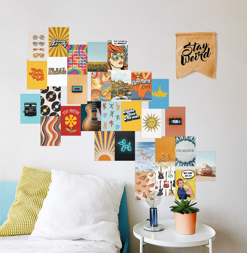  [AUSTRALIA] - Haus and Hues Aesthetic Wall Collage Kit for Teens - Set of 30 Hippie Posters and Aesthetic Pictures for Wall Collage | Photo Wall Collage Kit Aesthetic Pictures and Photo Collage Kit | 4" x 6" Hippie Set of 30