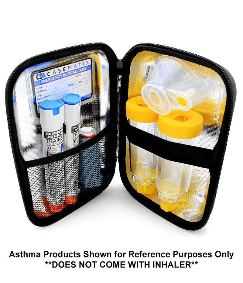  [AUSTRALIA] - Casematix 8 Inch Insulated Asthma Inhaler Medicine Travel Bag Case Compatible with Inhaler Spacer , Masks and More , Includes Case Only