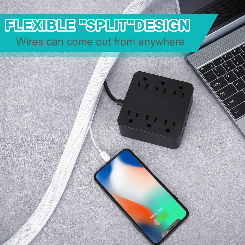  [AUSTRALIA] - 20ft - 1/2 inch White Cable Sleeve, Cable Organizer for Desk PC TV Computer, Wire Protector Cable Wrap Cover, Cord Management for Home Office 20ft, 1/2''