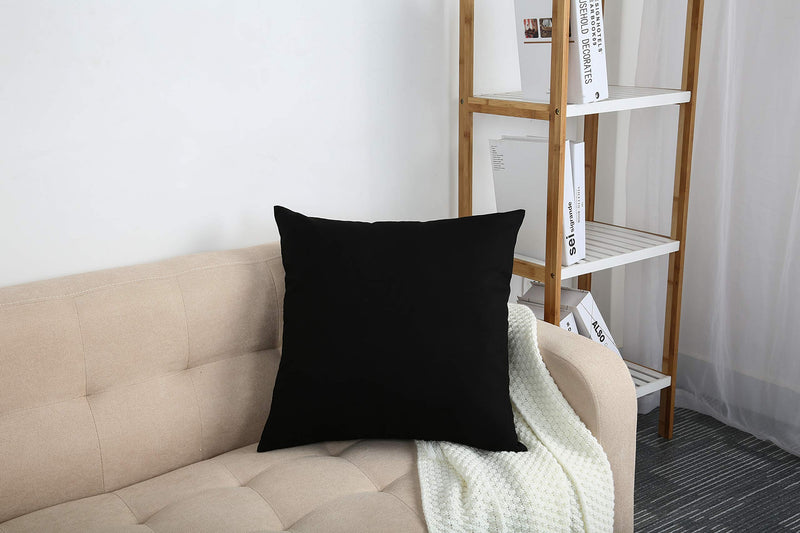  [AUSTRALIA] - TangDepot Cotton Solid Throw Pillow Covers, 12" x 12" , Black 12" x 12"