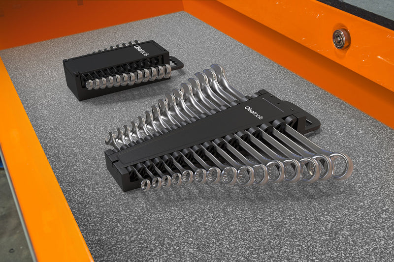  [AUSTRALIA] - Olsa Tools Portable Wrench Organizer | 15-Slot Wrench Holder for Organizing Wrenches | Black 15 Wrench Organizer