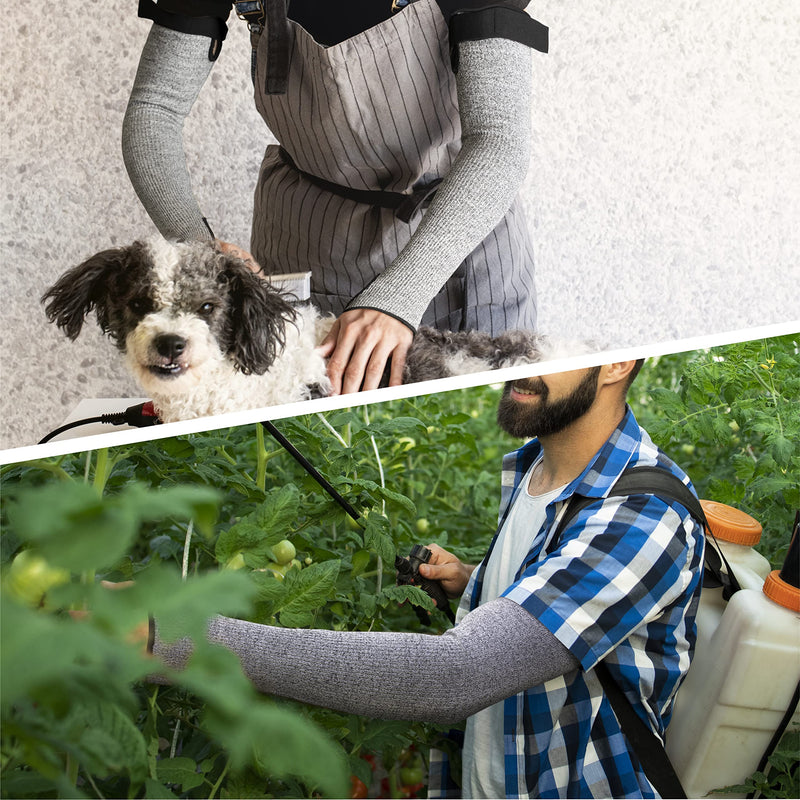  [AUSTRALIA] - Kevlar-Sleeves Arm Protectors for Thin Skin and Bruising, Cut Resistant Sleeves with Thumb Hole for Welding, Gardening, Kitchen, Arm Guards for Biting, Pet Grooming, 1 Pair, Grey One Size