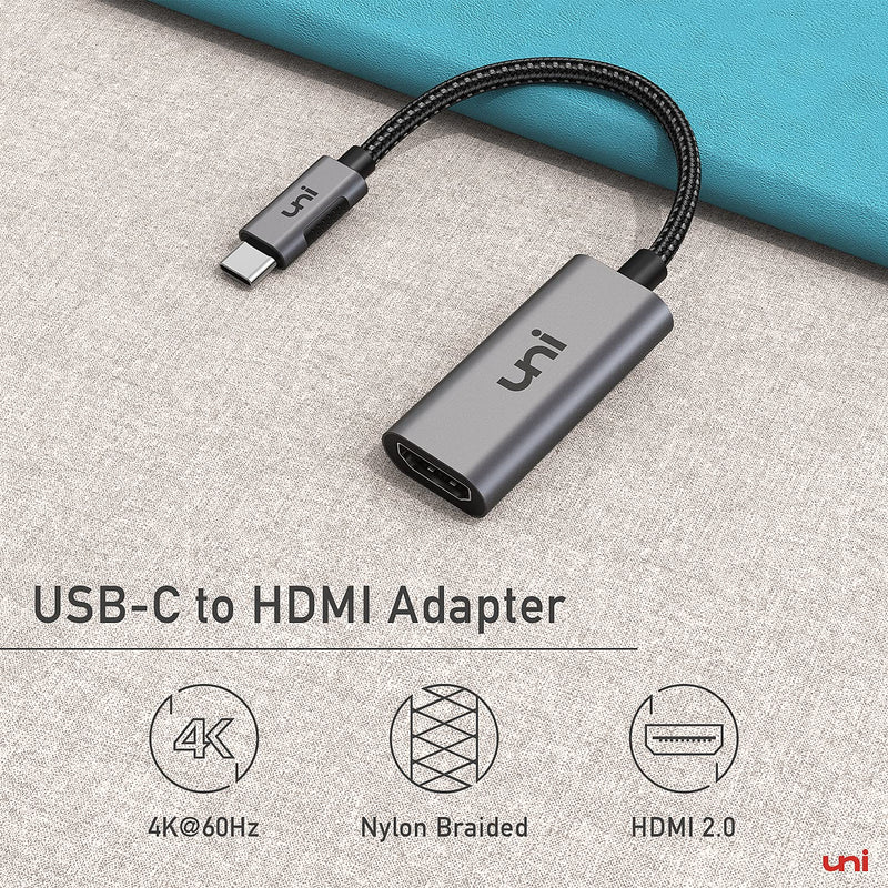  [AUSTRALIA] - USB C to 4K HDMI Adapter 2 Pack, uni [Aluminum Shell, High Speed] Sturdy USB C Adapter, Thunderbolt 3 Compatible for MacBook Pro 2019, iPad Pro, Surface Book 2, XPS 13/15, Galaxy S20, and More Grey 2 pcs