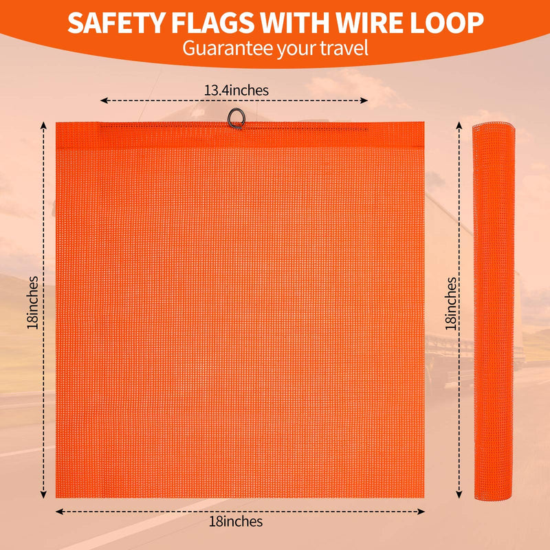  [AUSTRALIA] - 2 Pieces 18 x 18 Inch Safety Flags with Wire Loop Mesh Safety Flag Warning Flag Trailer Safety Flag for Truck and Pedestrian Crossings (Orange-red) Orange-red