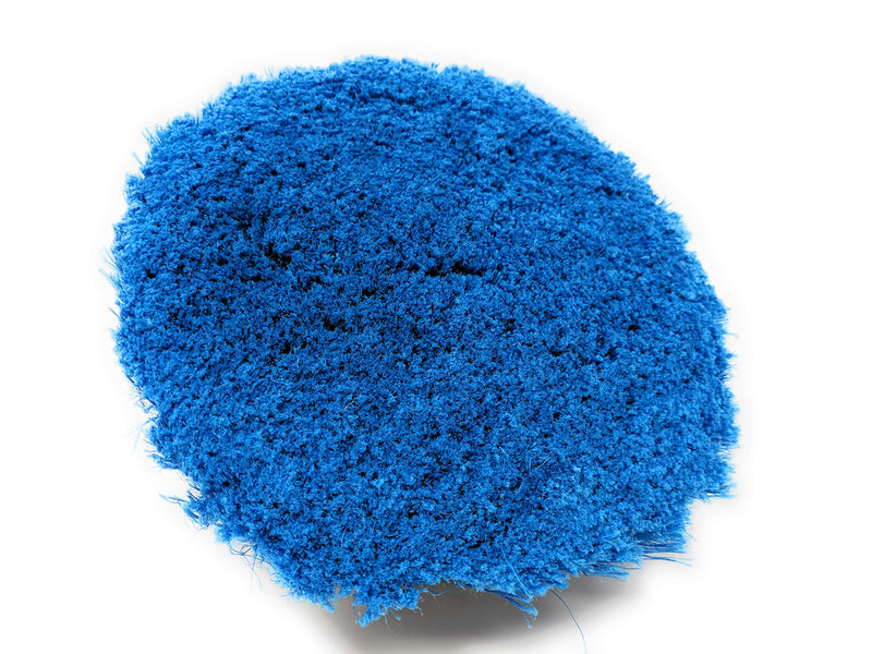  [AUSTRALIA] - Teravan Blue Round Medium Firm Soft Flow-Thru Brush for Wheel and Utility Cleaning (4 Inch - Long Trim) 4 Inch - Long Trim