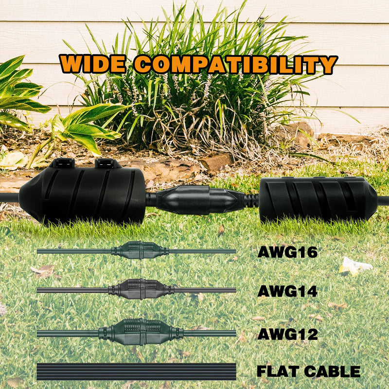  [AUSTRALIA] - BIRD WISH Outdoor Cord Cover Waterproof, Durable Cover Threaded Design Heavy Duty Plastic Cord Protector Outdoor with Double Protection for Fish Pool Pump Inflatable Swimming Pool Pump, 4 Pack 4 Packs Black