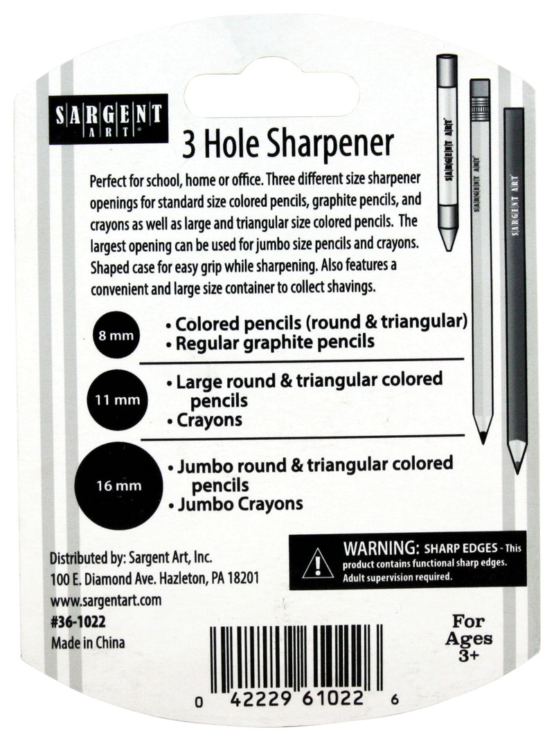 Sargent Art 3 Hole Pencil Sharpener, Jumbo, Green - LeoForward Australia