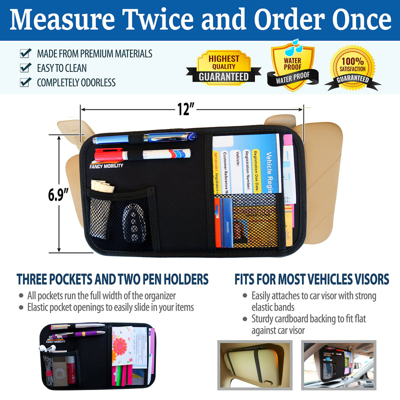  [AUSTRALIA] - Fancy Mobility Car Sun Visor Organizer - Auto Accessories Document Holder - Car, Truck, SUV Registration & Insurance Storage Pouch - Road Trip Essential Gift for Any Driver - Comes With a Unique eBook 1 Pack