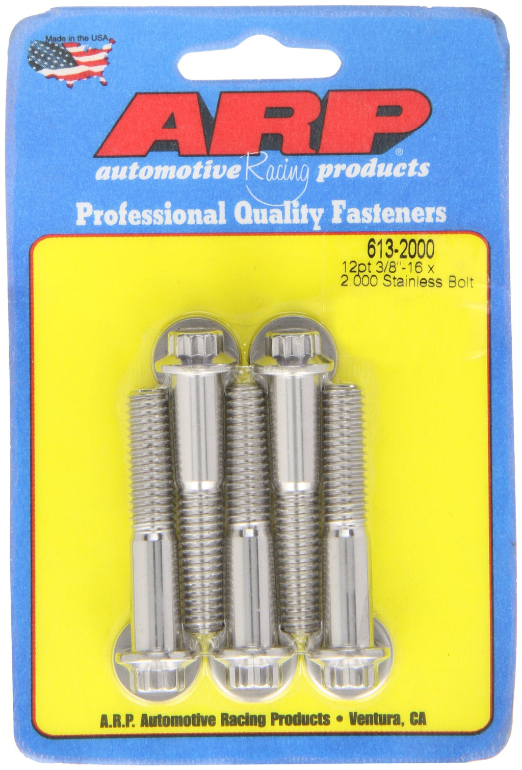  [AUSTRALIA] - ARP 6132000 Stainless Steel 3/8-16 12-Point Bolts - Pack of 5