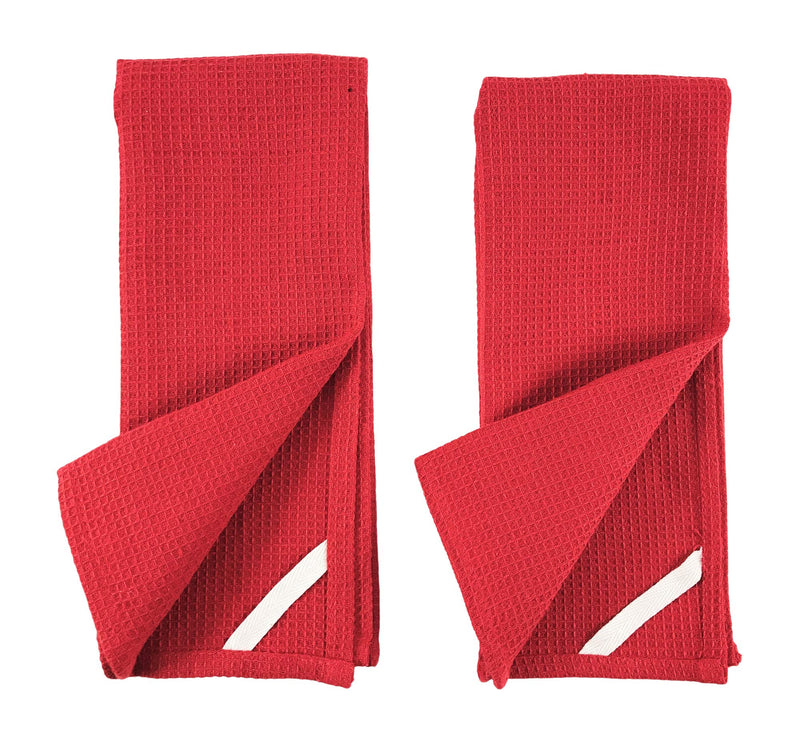  [AUSTRALIA] - Merry Bright Christmas Holiday Kitchen Gift Set: Two Red Hand Dish Towels, Two Matching Red Black Check Pot Holder (Merry Bright) Merry Bright