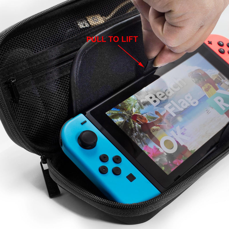 ButterFox Compact Switch Case for Nintendo Switch, Wall Charger AC Adapter, Large Accessories Pouch for Nintendo Switch, 9 Game and 2 Micro USB Holders - Black - LeoForward Australia