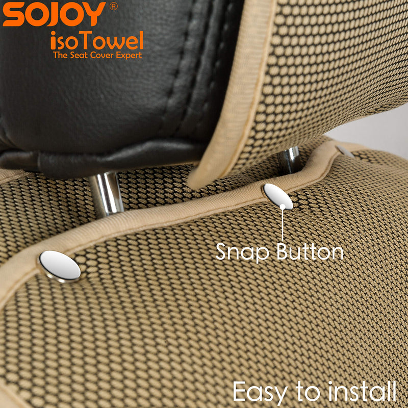 Sojoy IsoTowel Car Seat Cover. Microfiber Seat Protector, with Quick-Dry, No-Slip Technology. Car seat Protection for All Workouts, All-Weather Honeycomb Cloth (Tan) Tan - LeoForward Australia