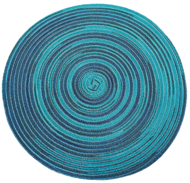 [AUSTRALIA] - Peking Round Placemats Set of 6, Cotton Woven Placemat Heat-Resistant Non-Slip Washable Table Mats for Dining Table 15 Inch Blue 6 PCS