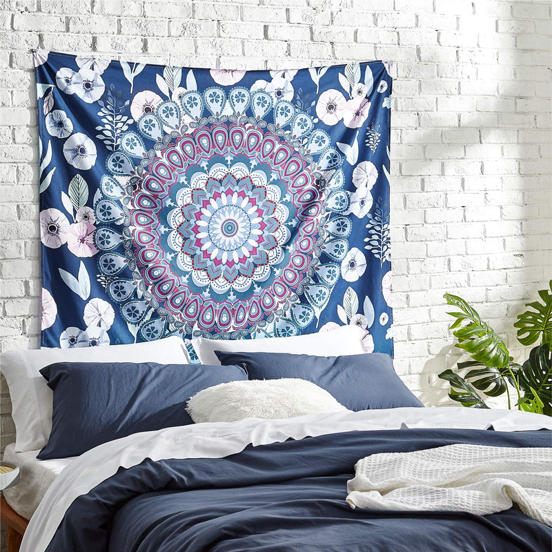  [AUSTRALIA] - Bedsure Mandala Tapestry Wall Hanging for Bedroom Aesthetic, Blue Tapestry, Throw Size(50x60Inches) Throw(50x60)