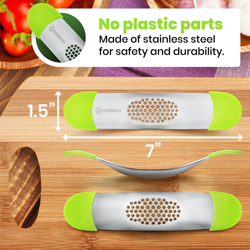  [AUSTRALIA] - Yarmoshi Solid Stainless Steel Garlic Press Rocker - Chopper Mincer - Perfect Ginger Crusher - Revolutionary Innovative Anti Slip SILICONE HANDLES for Best Grip! (The Only one on the Market) Garlic Rocker