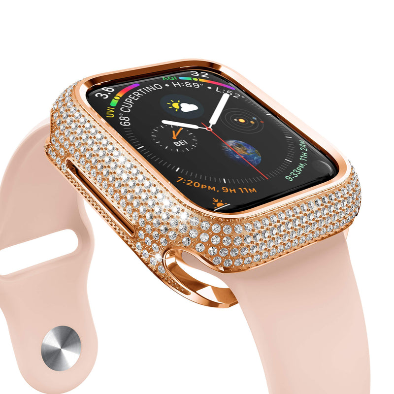 NotoCity 40mm Stainless Steel case Compatible with Apple Watch Case 40MM Stainless Steel Metal Buling Diamond Protective Cover,18K Sparkling Crystal Case for Series 5/Series 4 for Women(Rose Gold) Rose gold - LeoForward Australia