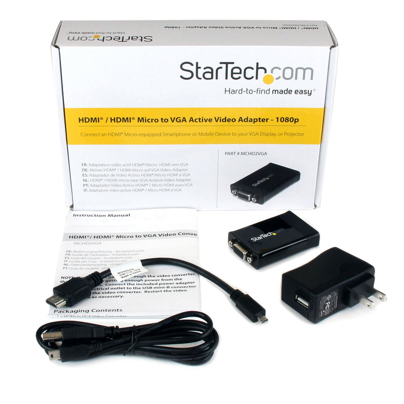  [AUSTRALIA] - StarTech.com HDMI or Micro HDMI to VGA Adapter - With Micro HDMI to HDMI Cable - Active Monitor Adapter - Micro HDMI Adapter - For GoPro (MCHD2VGA)