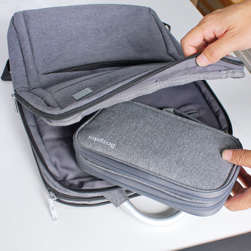  [AUSTRALIA] - Electronics Travel Tech Organizer (2pcs), Portable Carrying Case Bag for Essentials and Accessories (Dark Gray, Two Layers-M) Dark Gray