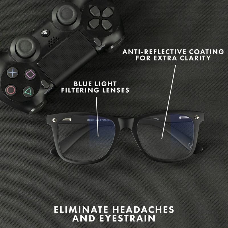  [AUSTRALIA] - GLASSY Mikemo Premium Blue Light Blocking Glasses, Anti Eyestrain and fatigue, Glasses for Computer and Gaming Matte Black Clear Gamer Lens