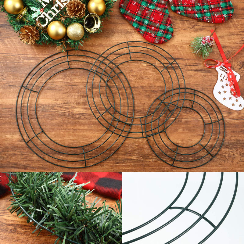  [AUSTRALIA] - 12 Pieces Metal Wreath Frame Dark Green Wire Round Wreath Rings Wire Wreath Frame for Christmas New Year Party Home Decor DIY Crafts Supplies (8 Inch) 8 Inch