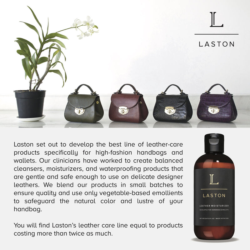  [AUSTRALIA] - Laston Leather Conditioner & Moisturizer 8 Oz | Cleans and Protects Handbags, Purses, and Wallets | Non-Darkening Formula for Luxury Leathers