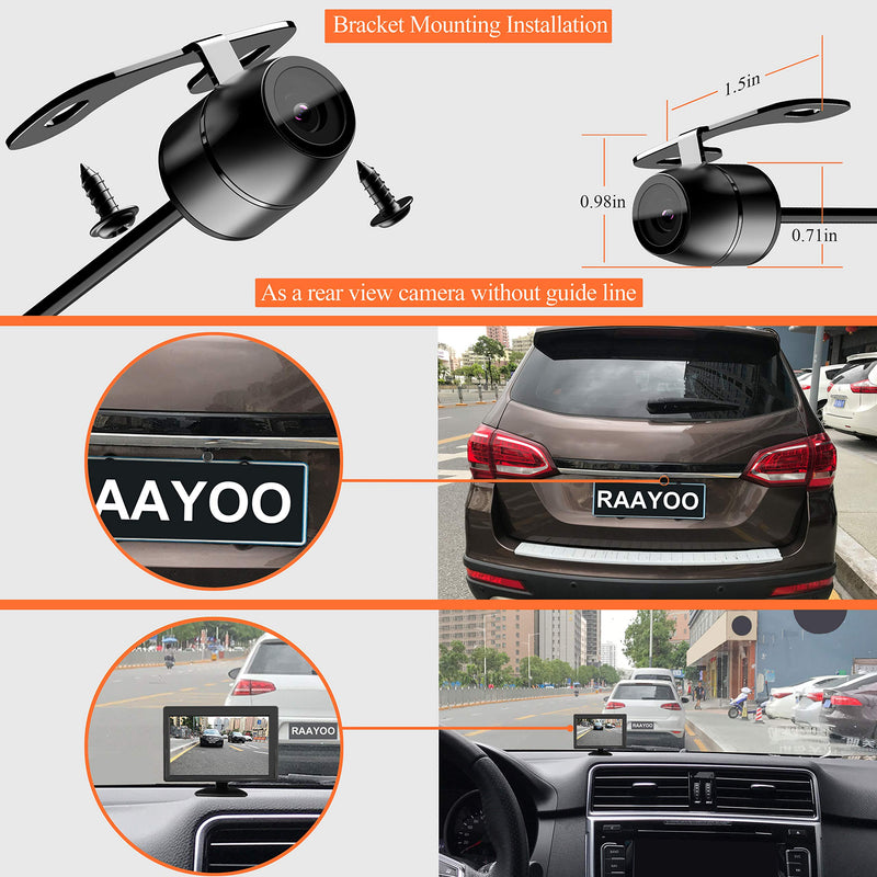  [AUSTRALIA] - Reverse Backup Camera,RAAYOO L002 170 Degree Wide View Angle 2-in-1 Universal Car Front/Side/Rear View Camera,2 Installation Options,Removable Guildlines,mirror non-mirror image,12V only