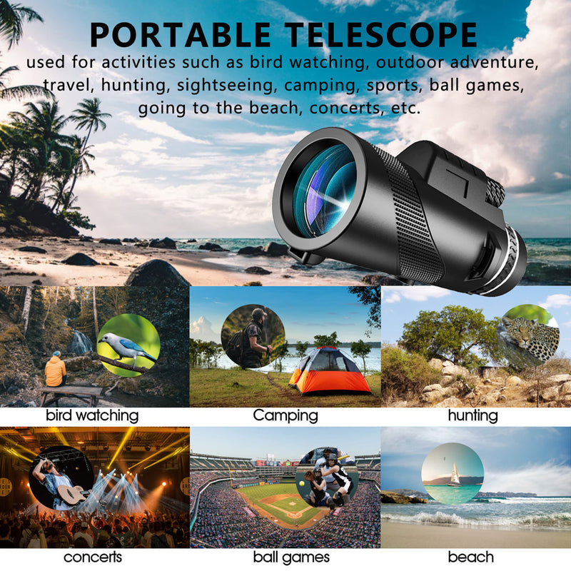  [AUSTRALIA] - 80x100 Monocular-Telescope High Powered for Smartphone Monoculars for Adults High Definition Monocular Telescope for Stargazing Hunting Wildlife Bird Watching Travel Camping Hiking Black-hu7