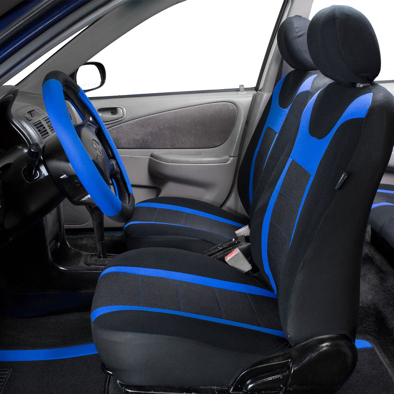  [AUSTRALIA] - FH Group FB070102 Sports Seat Covers (Blue) Front Set – Universal Fit for Cars Trucks & SUVs