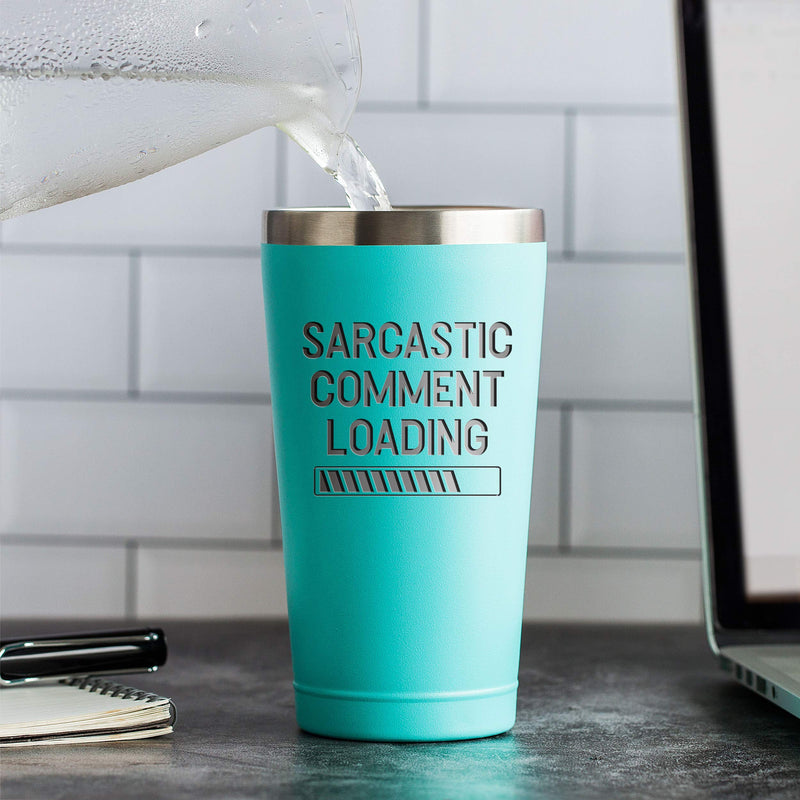  [AUSTRALIA] - Sarcastic Comment Loading - Funny Present for Women - 16 oz Mint Insulated Stainless Steel Tumbler w/ Lid - Birthday Mothers Day Present Ideas from Daughter Son - Mother Mom Women Coworkers