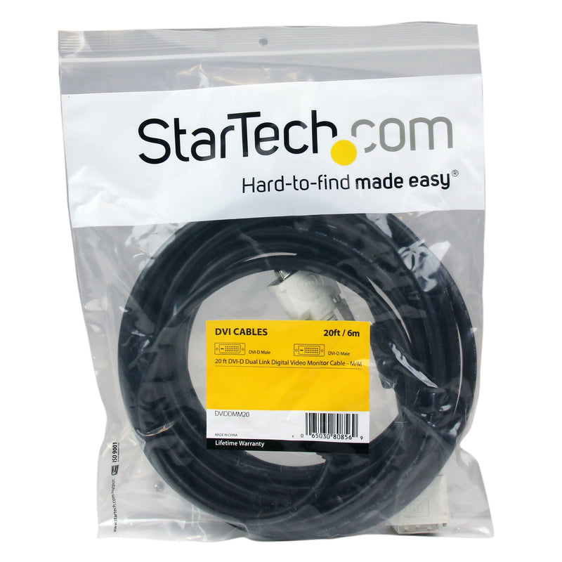 StarTech.com Dual Link DVI Cable - 20 ft - Male to Male - 2560x1600 - DVI-D Cable - Computer Monitor Cable - DVI Cord - Video Cable (DVIDDMM20) - LeoForward Australia