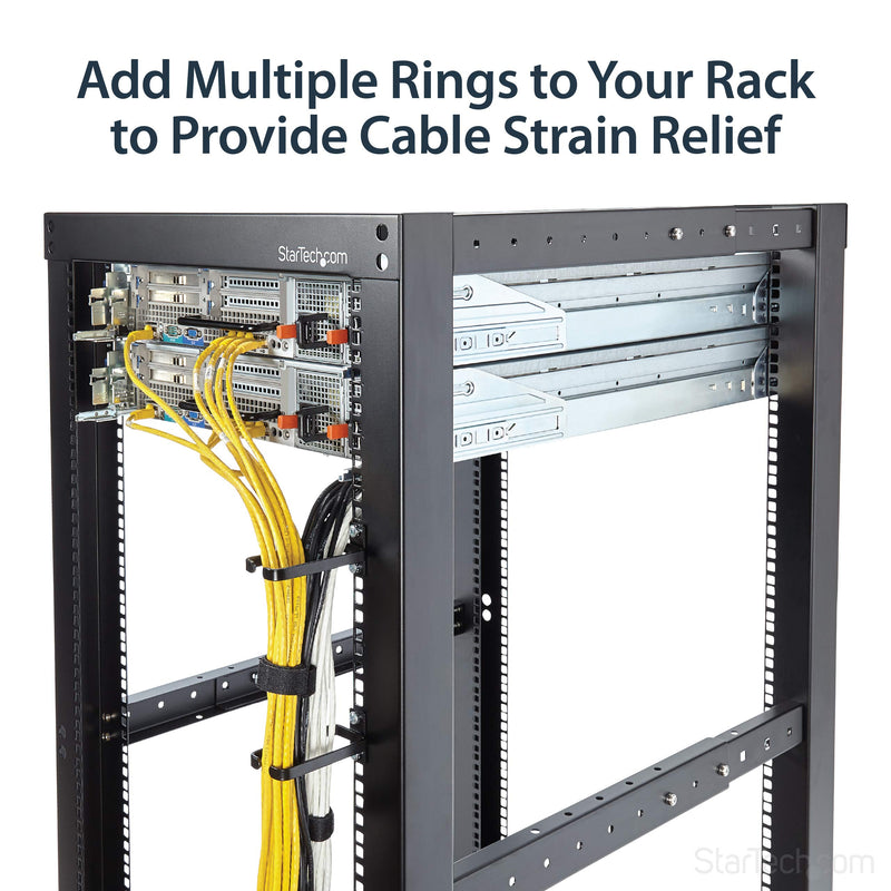  [AUSTRALIA] - StarTech - CMHOOK1UN .com 1U Vertical 1.8 x 3.9in Server Rack Cable Management D-Ring Hook w/ Flexible Opening - Network Rack-Mount Cord Organizer Ring (CMHOOK1UN) Black