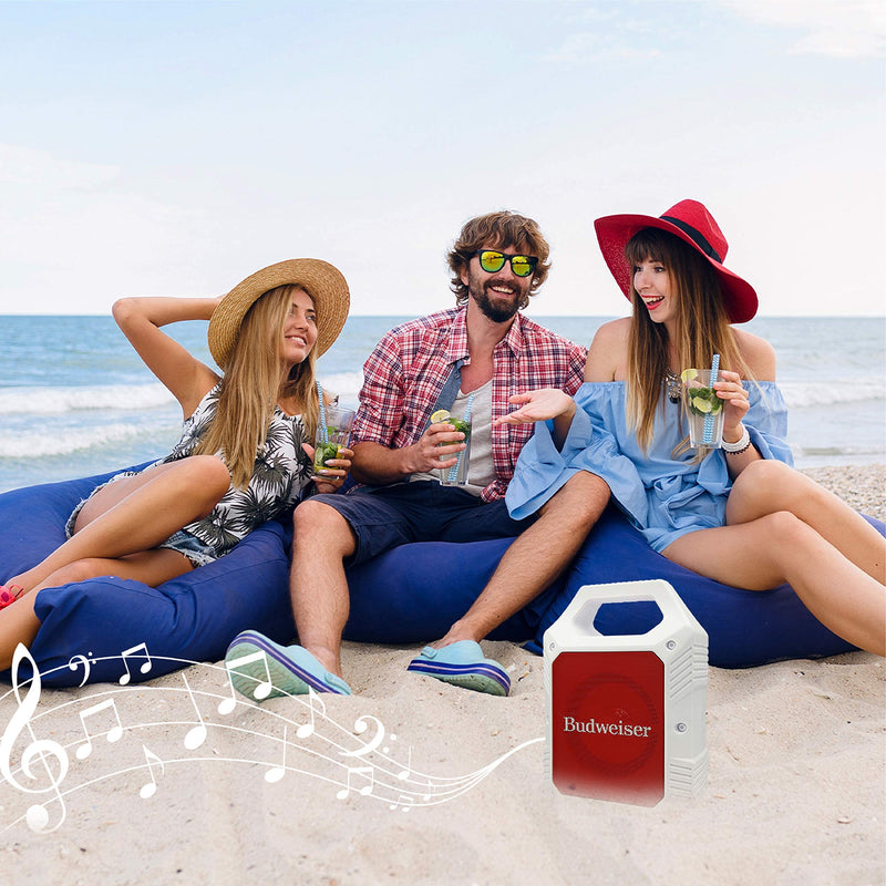 Budweiser Portable Bluetooth Wireless Speaker with Led Lighting 1200mah Rechargeable Battery Premium Bass & Clear Music Zero Distortion Connect with USB TF Card Material Budweiser White - LeoForward Australia