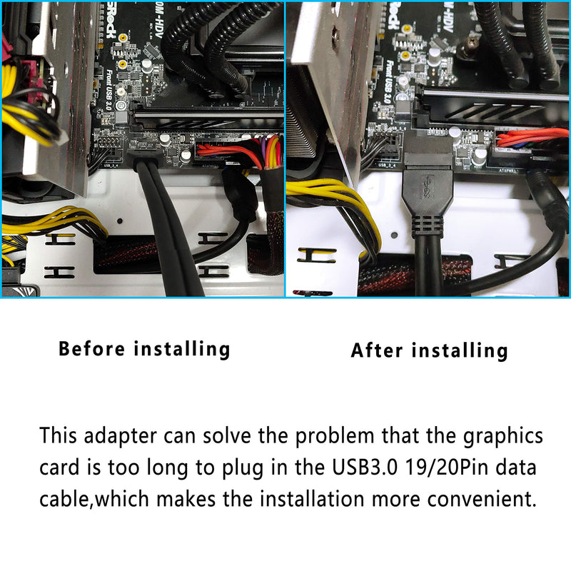 Right Angled USB 3.0 20-pin Male to Female Extension Adapter,Gelrhonr Desktop Motherboard 90 Degree Angled USB 3.0 19-Pin Motherboard Internal Header-Black 2PCS - LeoForward Australia